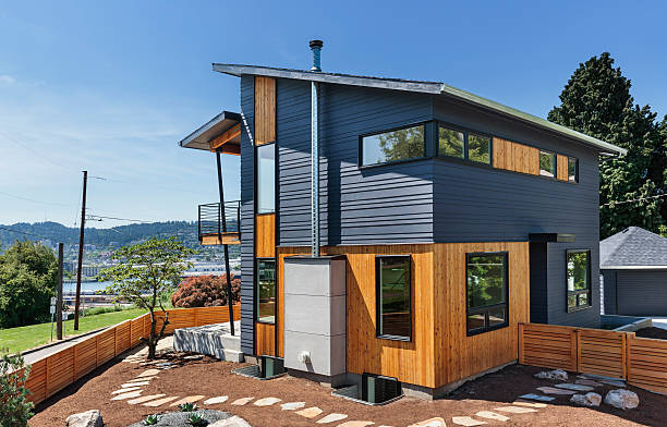 Maison contemporaine en pierre et en bois